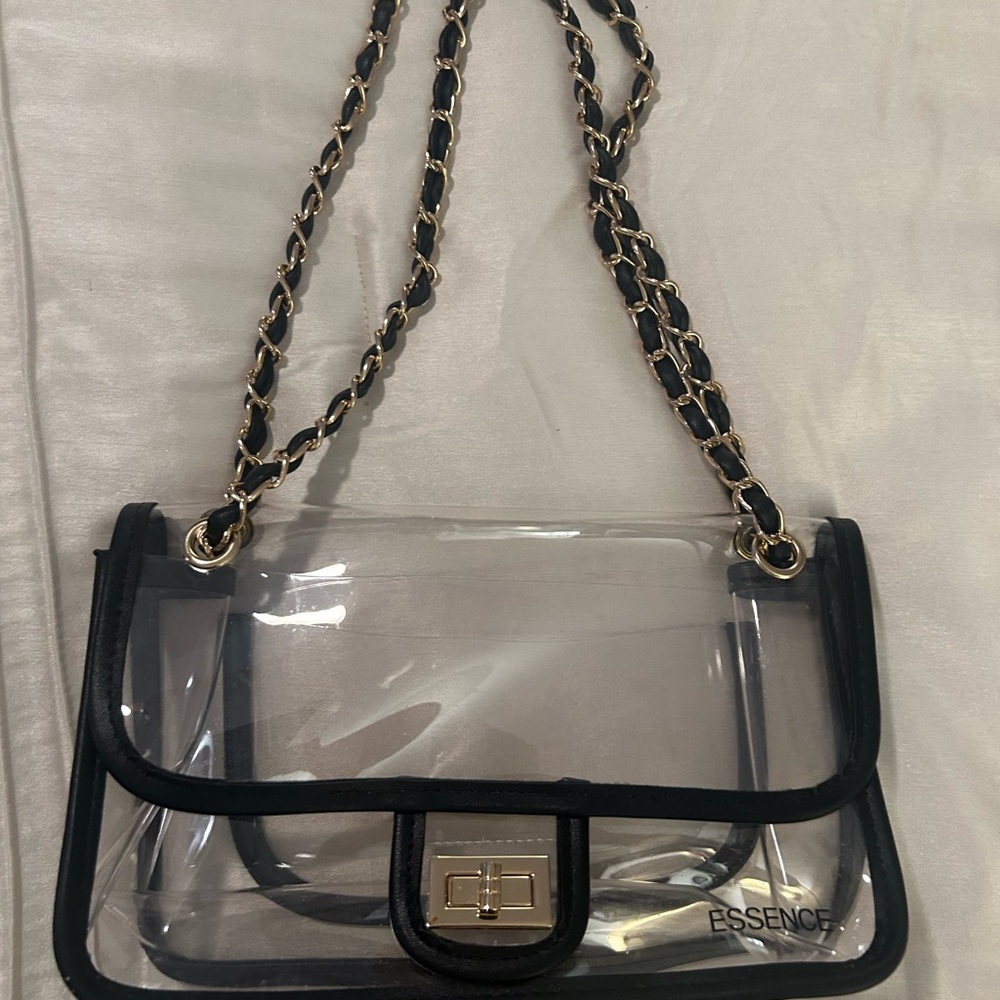 Clear Black Chain Strap Bag essence